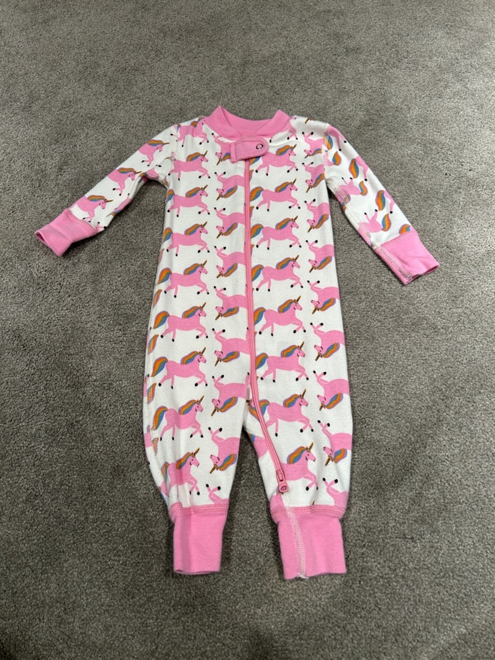 Hanna Andersson Pink Unicorn Zip One-Piece Footie Pajamas